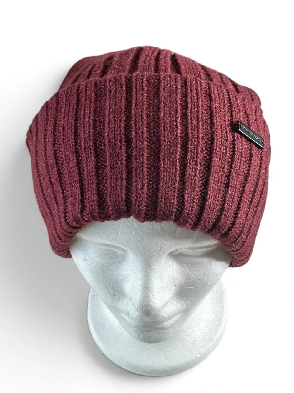 Michael Kors Burgundy Ribbed Knit Fleece-Lined Slouchy Beanie NWT